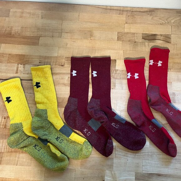 Lot of 3 pairs Used Mens XL Under Armour Crew Socks - Picture 2 of 2